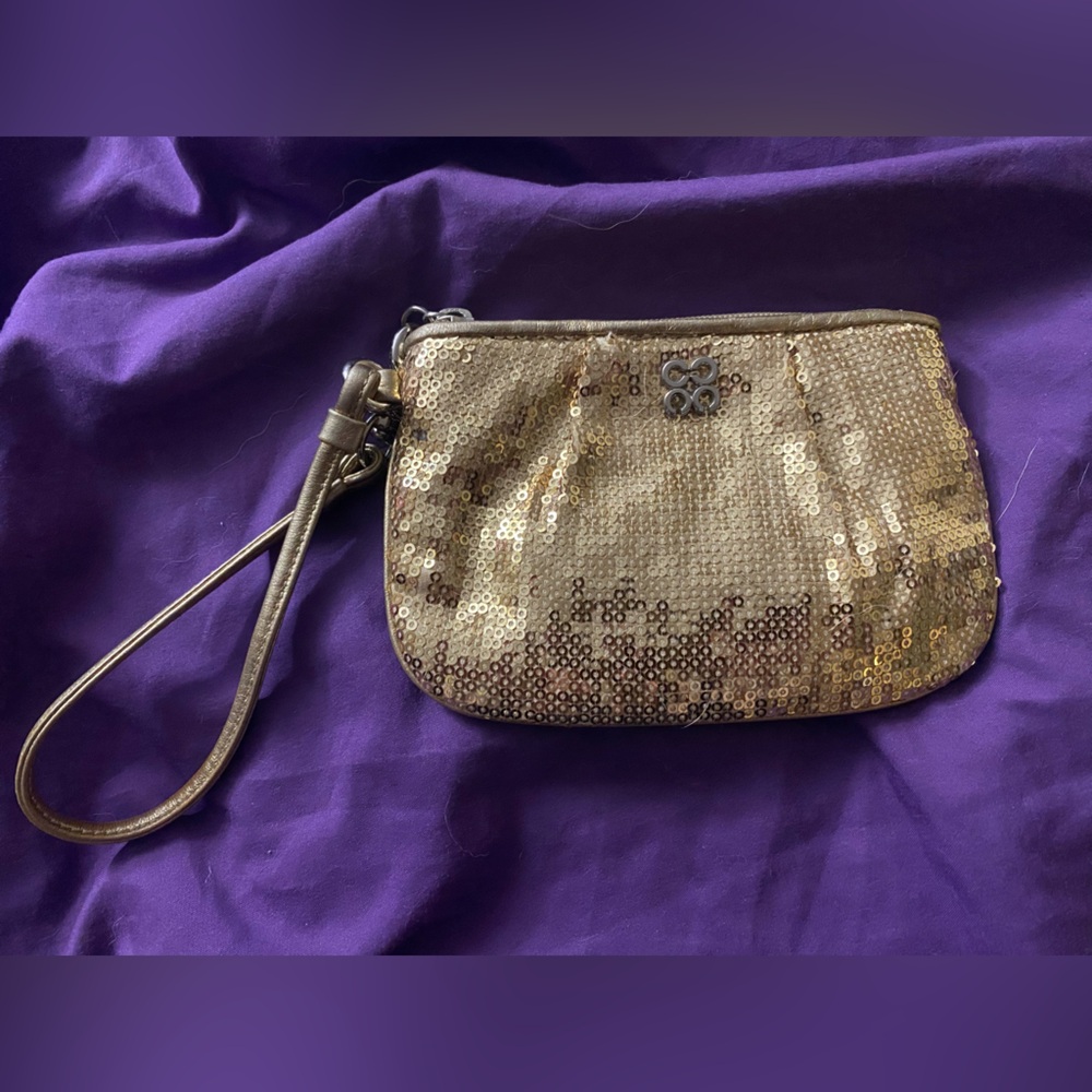 Coach gold sequin small wristlet